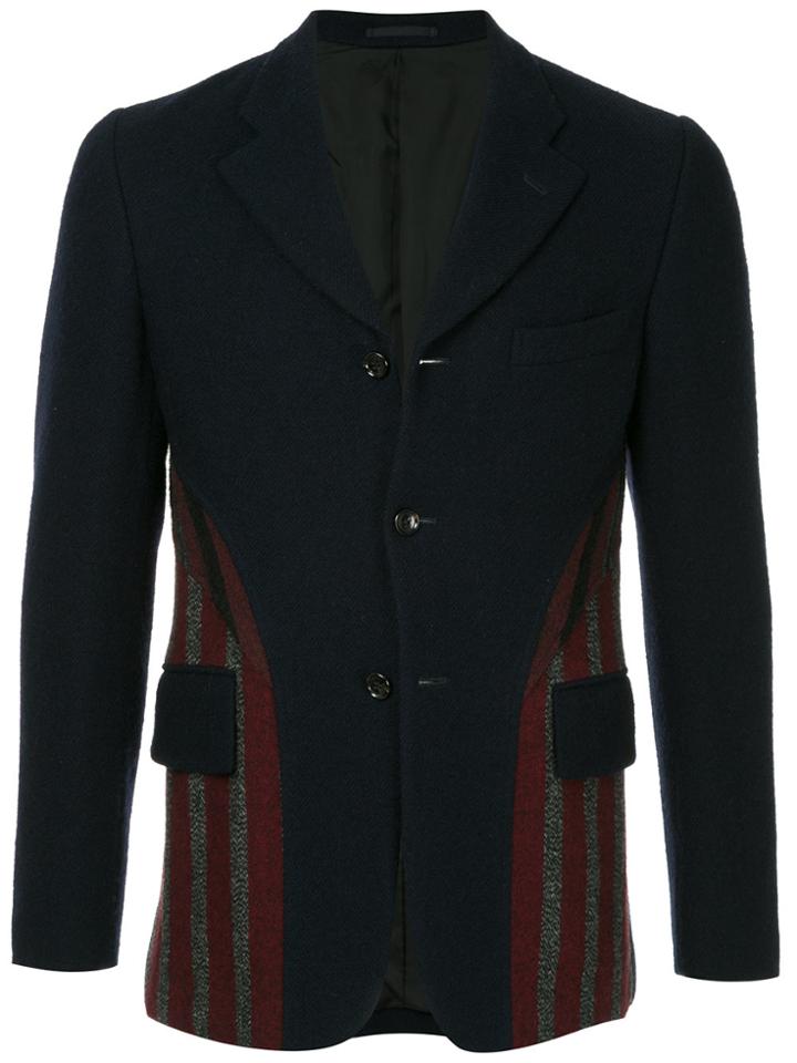 Comme Des Garçons Vintage Stripe Panel Blazer - Blue