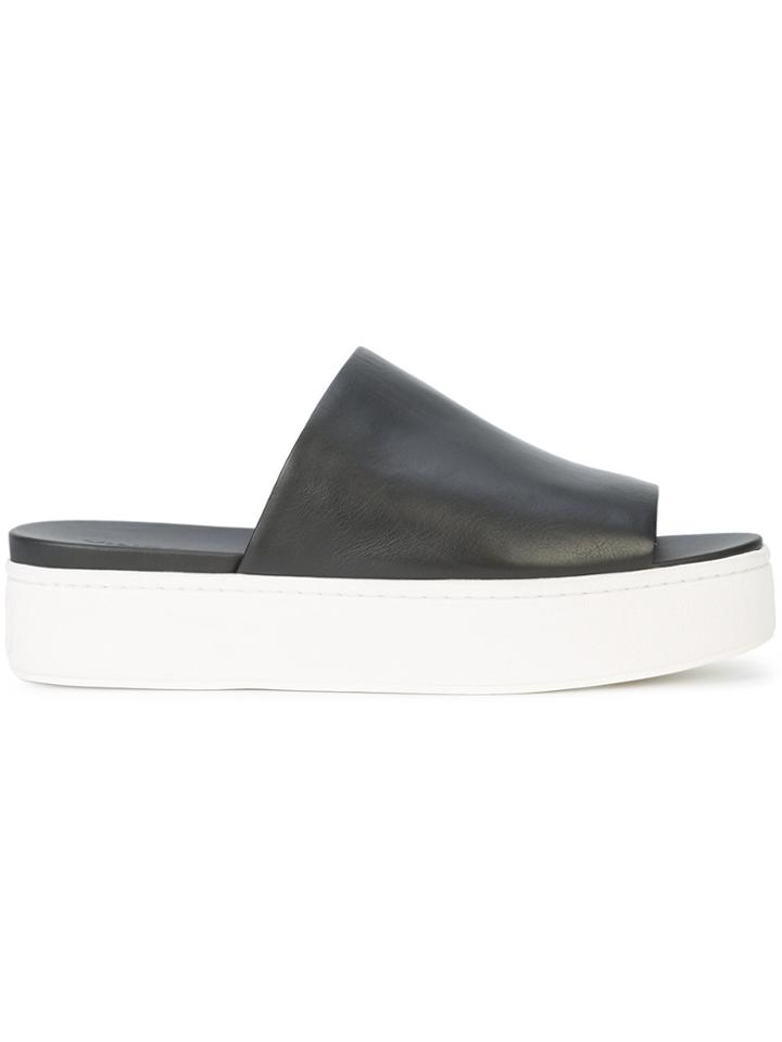 Vince Open Toe Platform Mules - Black