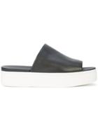 Vince Open Toe Platform Mules - Black