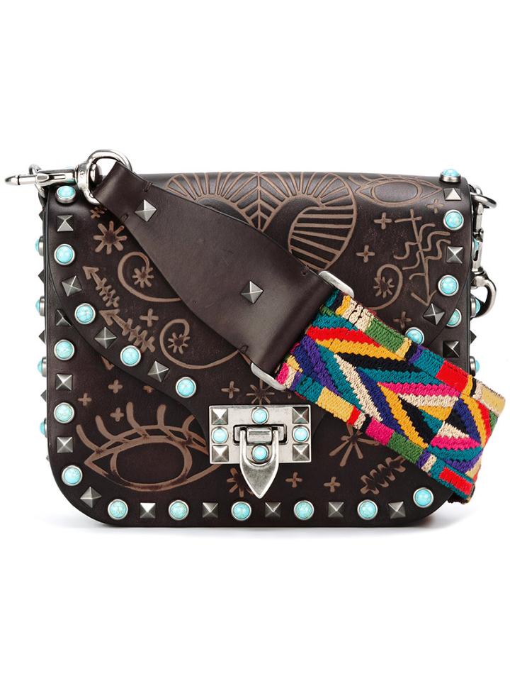 Valentino Valentino Garavani Santeria Rockstud Rolling Crossbody Bag, Women's, Brown, Calf Leather/metal (other)/plastic