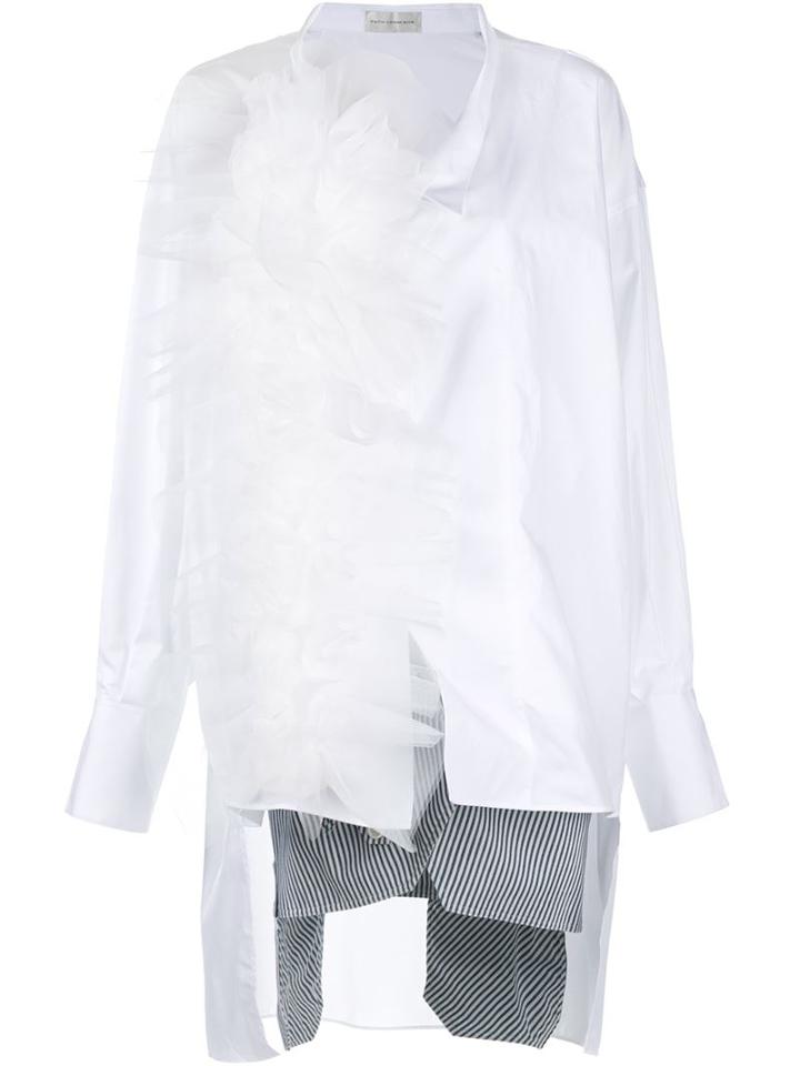 Faith Connexion Tulle Ruffle Shirt Dress, Women's, Size: Small, White, Cotton/polyamide