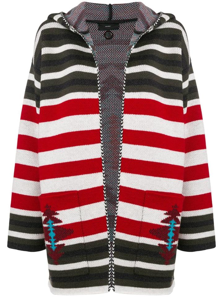 Alanui Striped Hooded Cardigan - Red