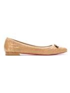 Zeferino Python Skin Ballerina Flats - Nude & Neutrals