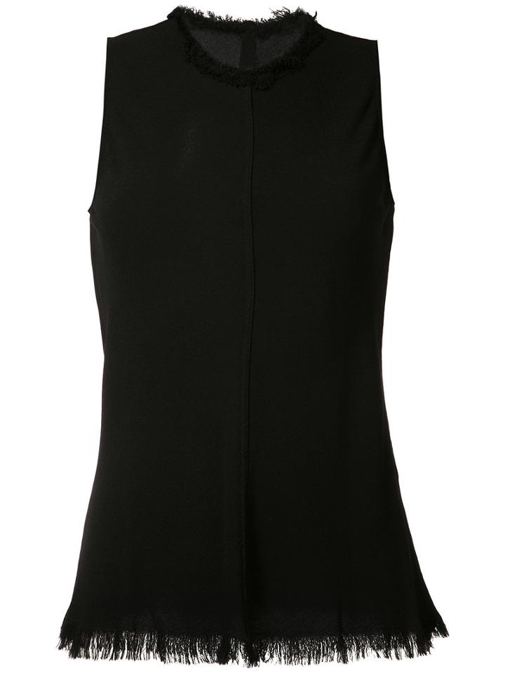 Raquel Allegra - Frayed Trim Tank Top - Women - Rayon - 3, Black, Rayon