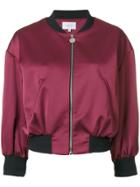 Carven Cropped Bomber Jacket - Pink & Purple