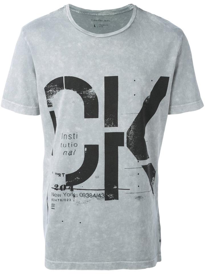 Calvin Klein Jeans Logo Print T-shirt, Men's, Size: Small, Grey, Cotton