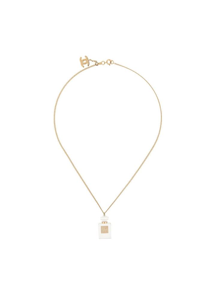Chanel Vintage Perfume Pendant Necklace - Metallic