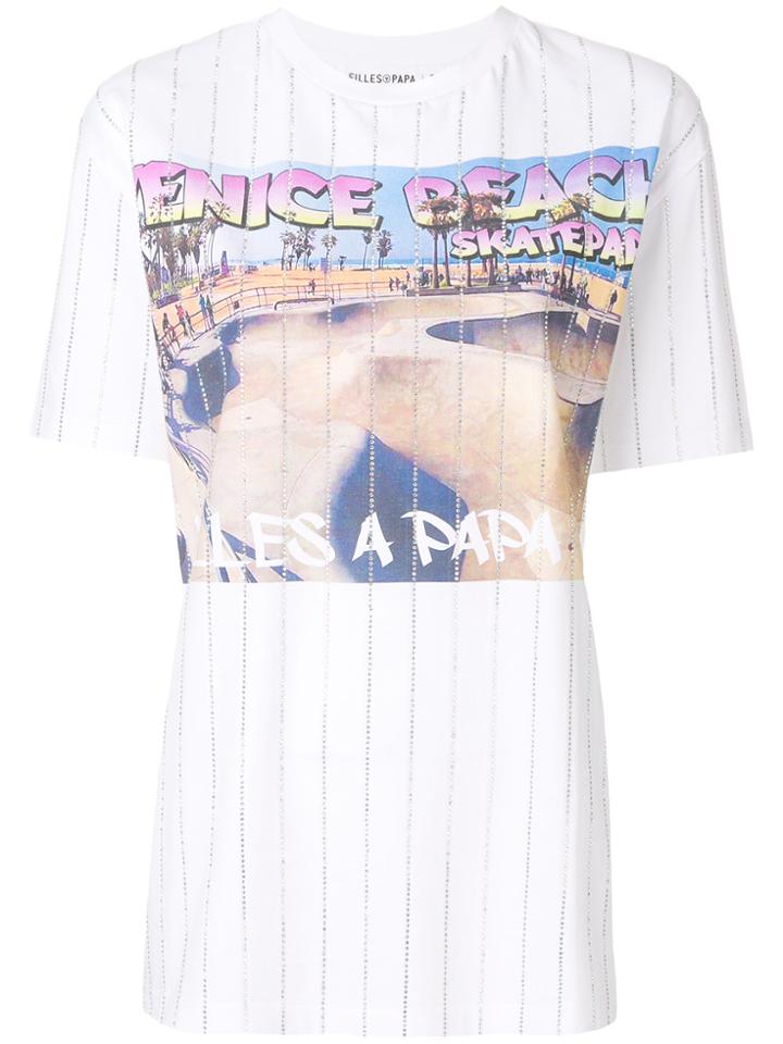 Filles A Papa Venice Beach Print T-shirt - White