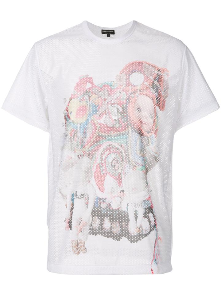 Comme Des Garçons Homme Plus Toy Print Perforated T-shirt - White