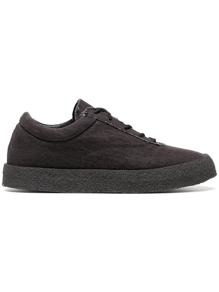 Yeezy Graphite Crepe Suede Canvas Flat Sneakers - Grey