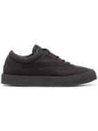 Yeezy Graphite Crepe Suede Canvas Flat Sneakers - Grey