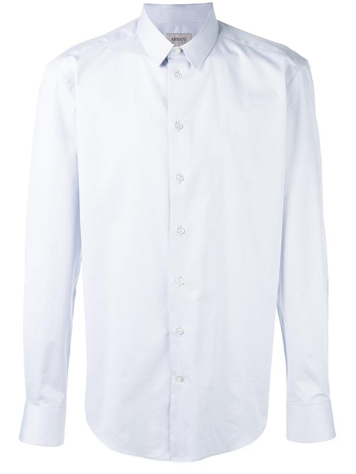 Armani Collezioni Classic Shirt, Men's, Size: 39, Grey, Cotton/spandex/elastane