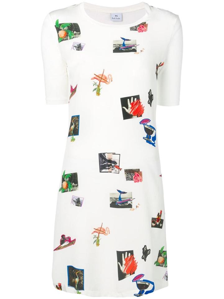 Ps Paul Smith Art Print T-shirt Dress - White