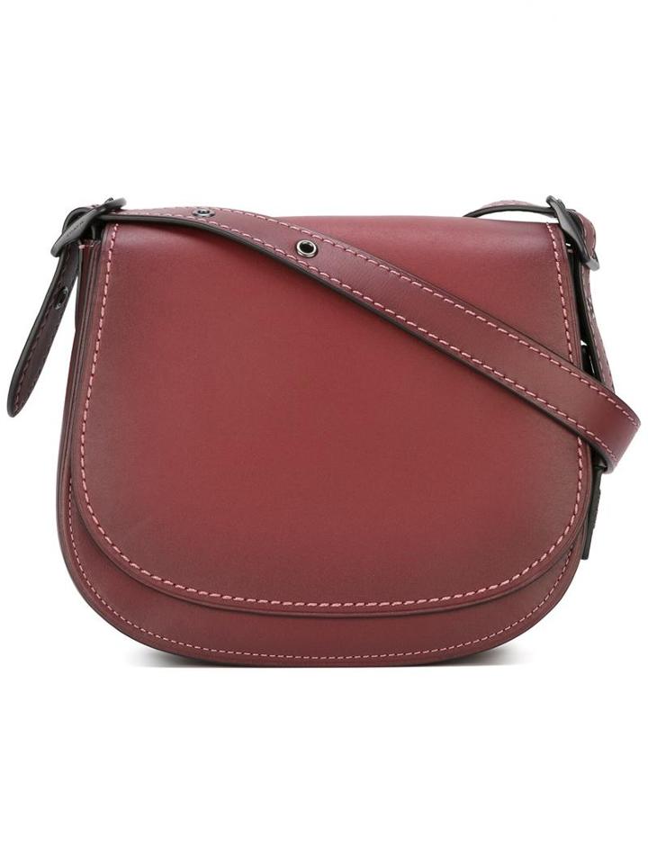 Coach Stitching Details Saddle Bag, Women's, Pink/purple