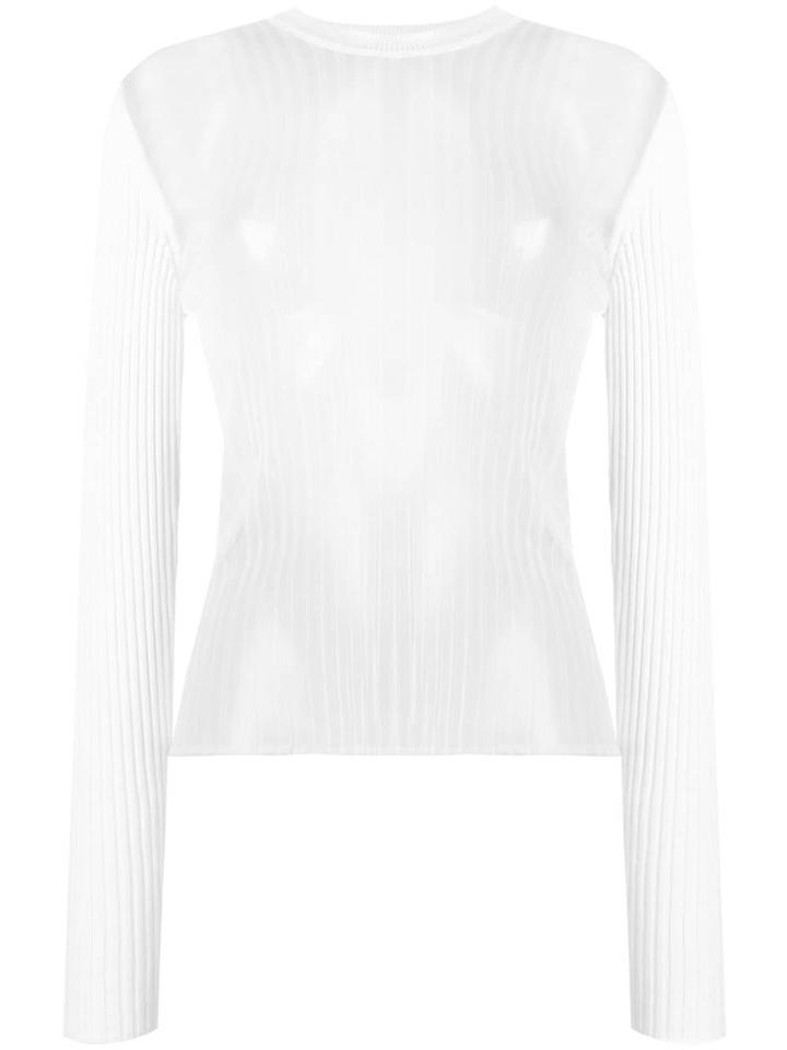Brognano Ribbed Sheer Sweater - White
