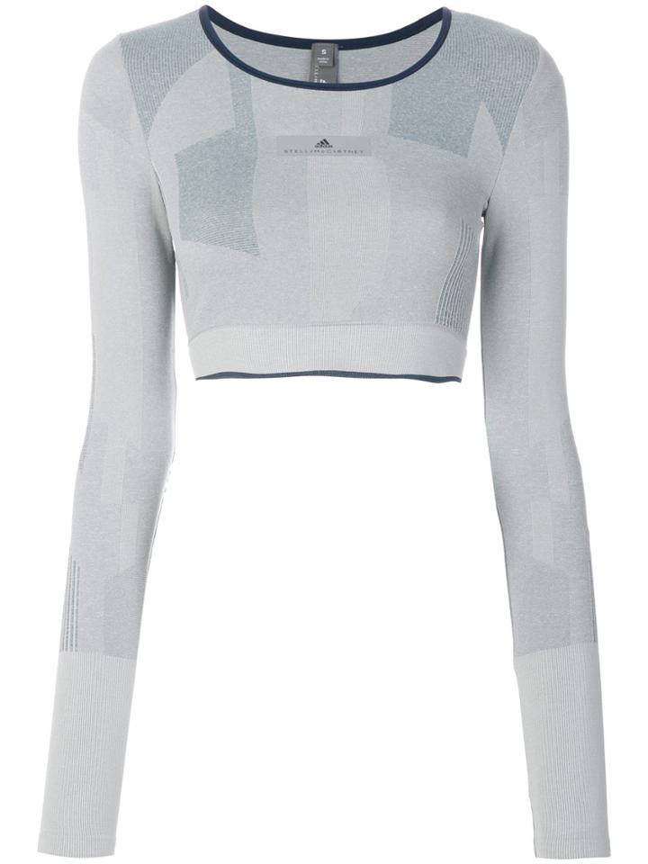 Adidas By Stella Mccartney Cropped Logo Jersey - Grey