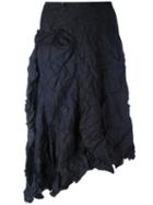 Yohji Yamamoto - Asymmetric Midi Skirt - Women - Polyester - 1, Women's, Blue, Polyester