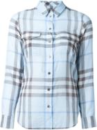 Burberry Brit Checked Shirt, Women's, Size: Xxs, Blue, Cotton