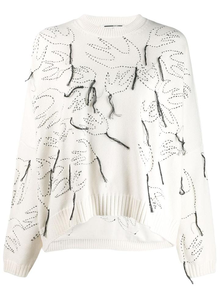 Mcq Alexander Mcqueen Fringe Swallow Sweater - White