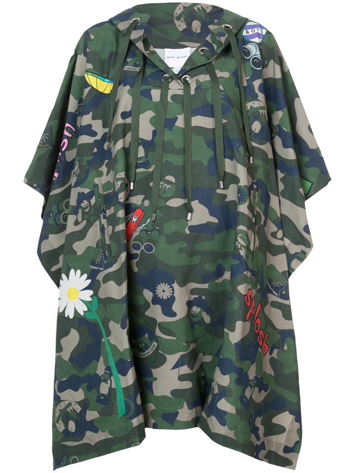 Mira Mikati Camouflage Cape With Graphics - Green