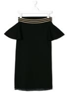 Andorine Ribbed Stripe Strapless Dress - Black
