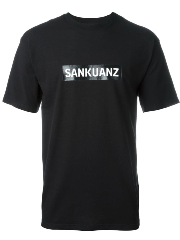 Sankuanz Logo Print T-shirt, Men's, Size: L, Black, Cotton