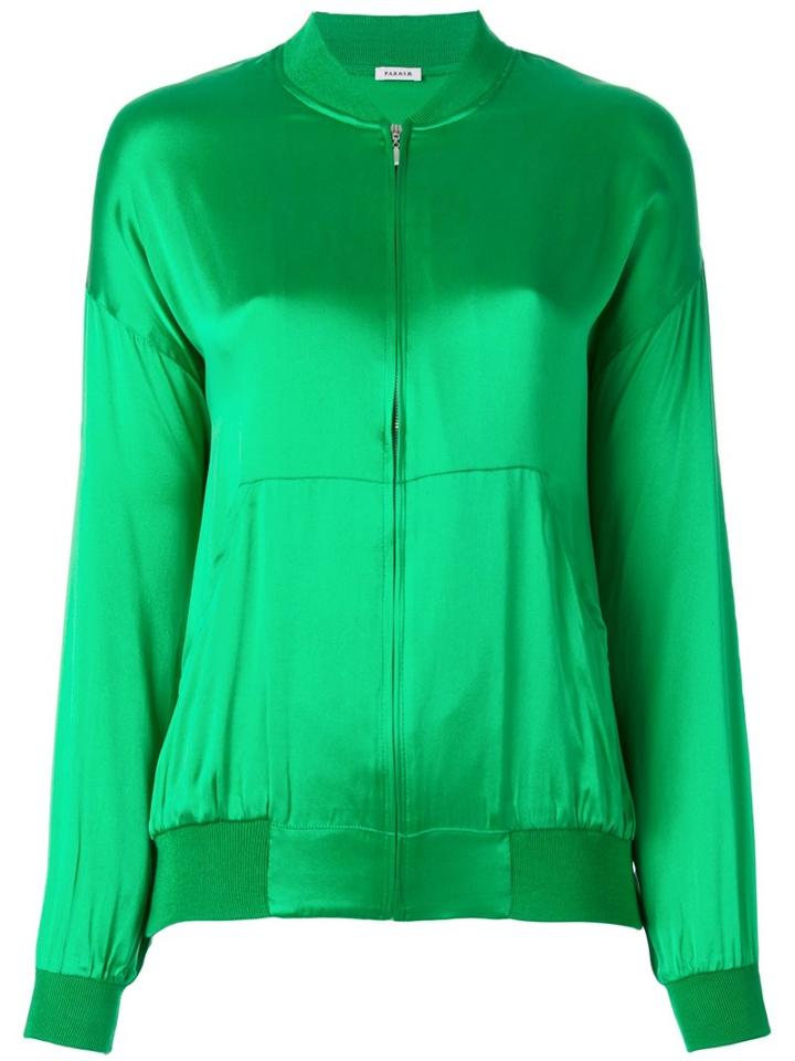 P.a.r.o.s.h. Safira Zip-up Jacket, Women's, Size: Medium, Green, Silk/spandex/elastane