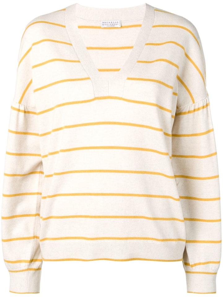 Brunello Cucinelli Cashmere Blend Striped Jumper - Neutrals