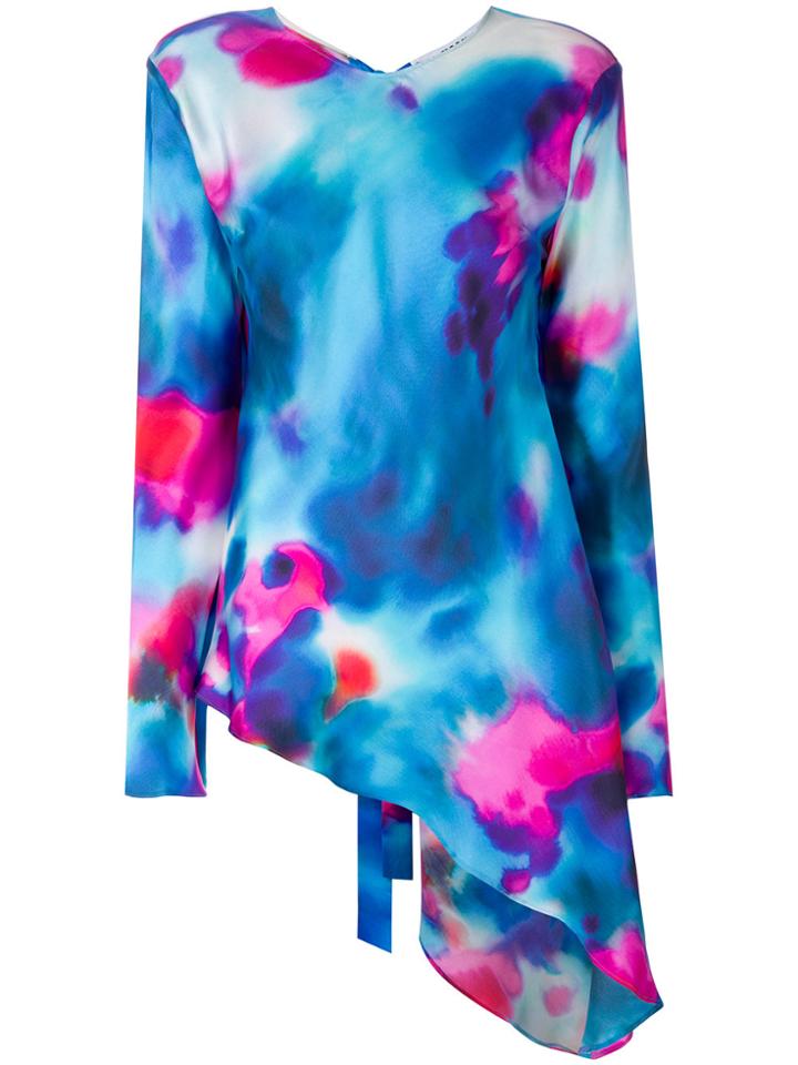 Msgm Watercolour Asymmetric Blouse - Blue