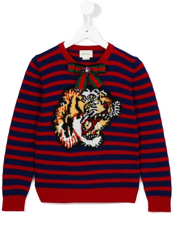 Gucci Kids Striped Jumper, Girl's, Size: 12 Yrs, Blue