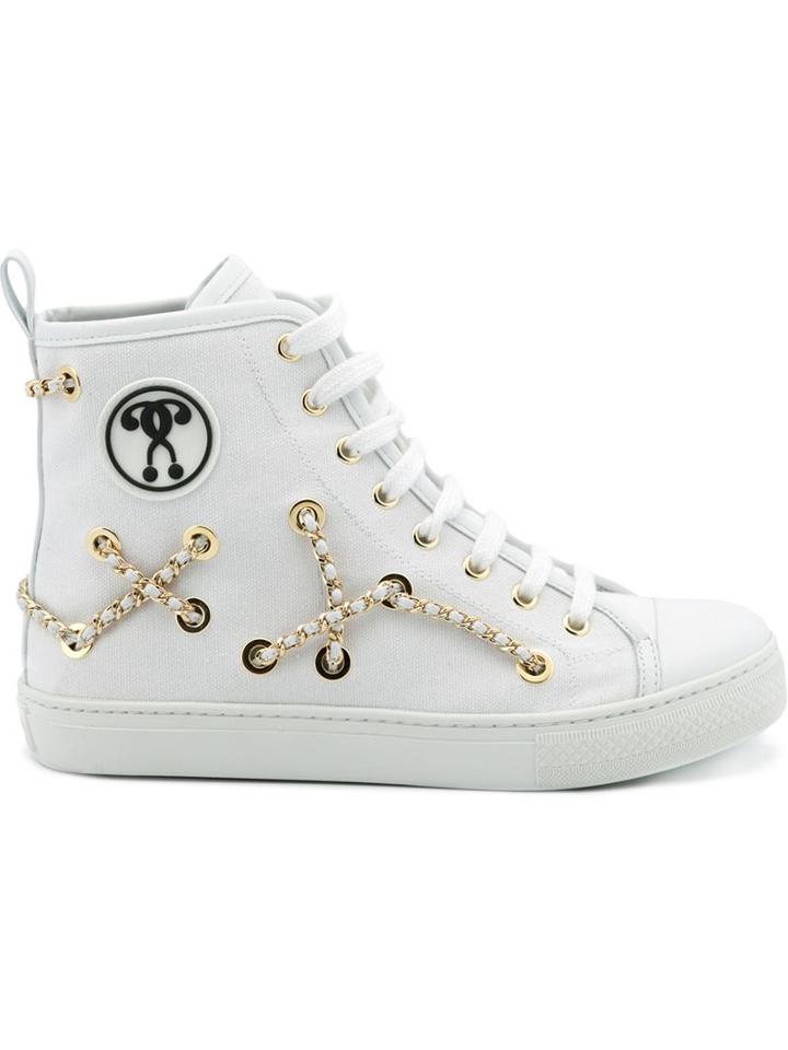 Moschino Chain Embellished Hi-top Sneakers