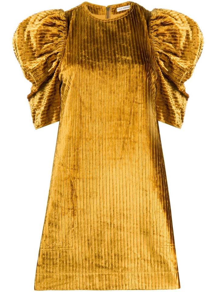 Ulla Johnson Puff Sleeve Striped Dress - Gold