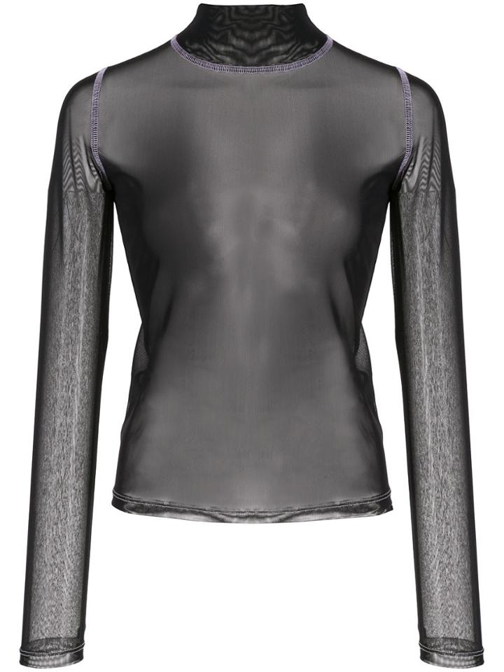 Sandy Liang Skin-tight Transparent Top - Black
