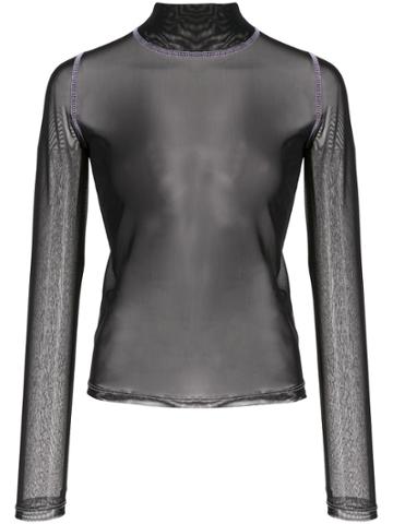 Sandy Liang Skin-tight Transparent Top - Black