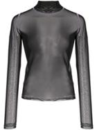 Sandy Liang Skin-tight Transparent Top - Black