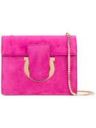 Salvatore Ferragamo - Gancini Detail Shoulder Bag - Women - Calf Suede - One Size, Pink/purple, Calf Suede