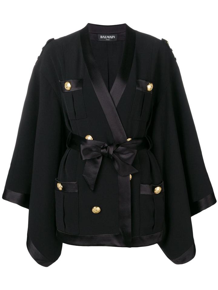 Balmain Belted Insert Kimono-jacket - Black