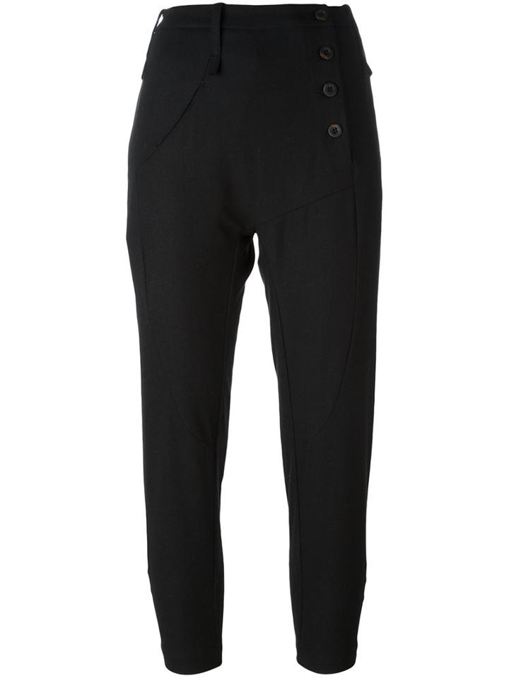 Lost & Found Ria Dunn High Waisted Cropped Trousers, Women's, Size: Medium, Black, Cotton/acrylic/polyamide/wool