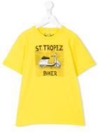 Mc2 Saint Barth Kids - Biker Print T-shirt - Kids - Cotton - 12 Yrs, Yellow/orange