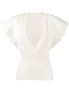 Jacquemus V-neck Knitted Top With Flared Sleeves - Nude & Neutrals