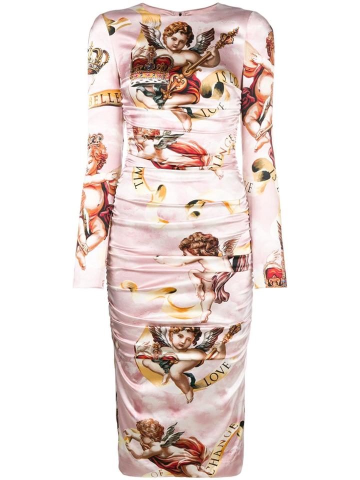 Dolce & Gabbana Angels Print Dress - Pink & Purple