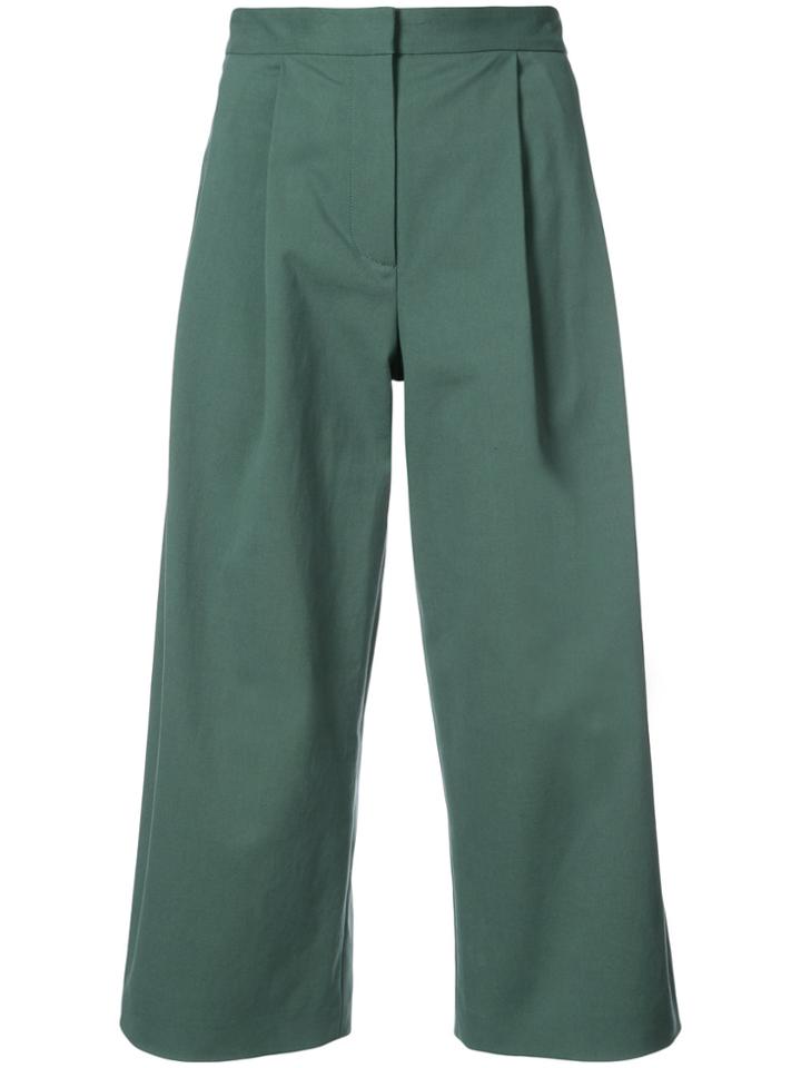 Adam Lippes Cropped Palazzo Trousers - Green