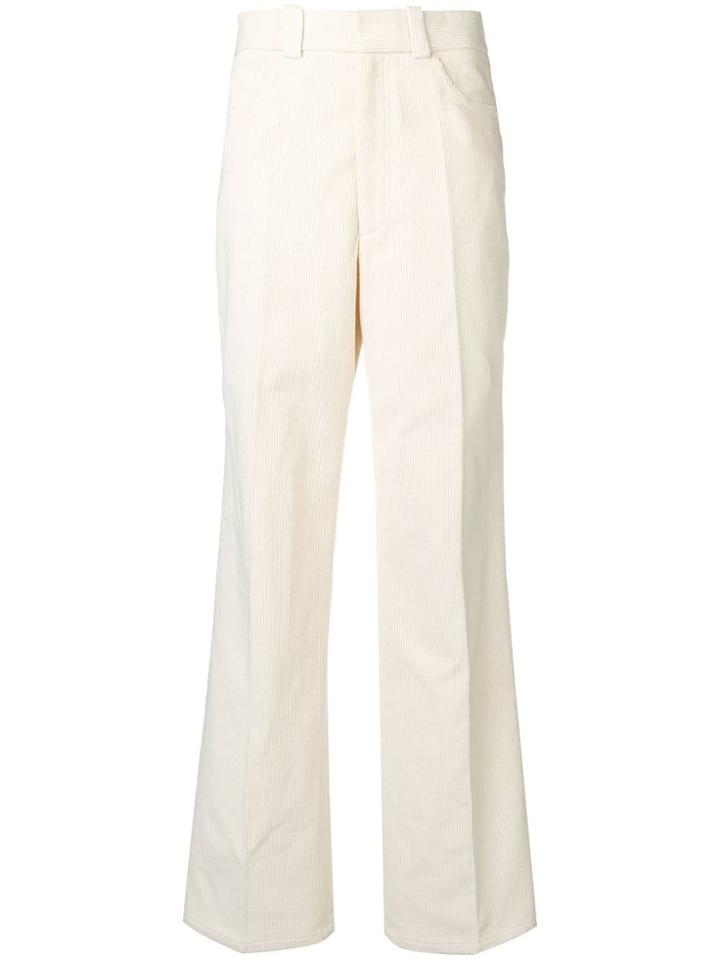Helmut Lang High Waist Corduroy Trousers - White