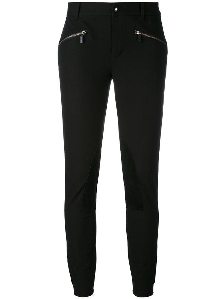Ralph Lauren - Knee Patches Skinny Trousers - Women - Cotton/spandex/elastane - 4, Black, Cotton/spandex/elastane