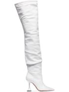 Amina Muaddi Olivia 95 Leather Over The Knee Boots - White