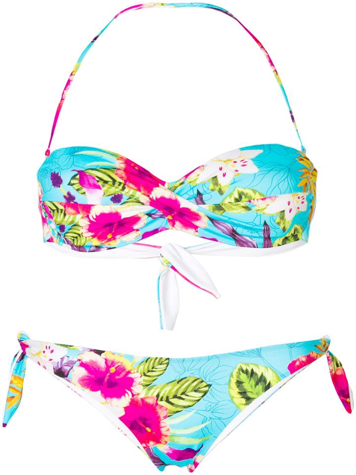 Mc2 Saint Barth Floral Patterned Bandeau Bikini - Multicolour