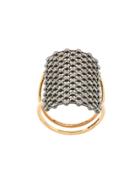 Diane Kordas Crystal Embellished Net Pattern Ring - Metallic