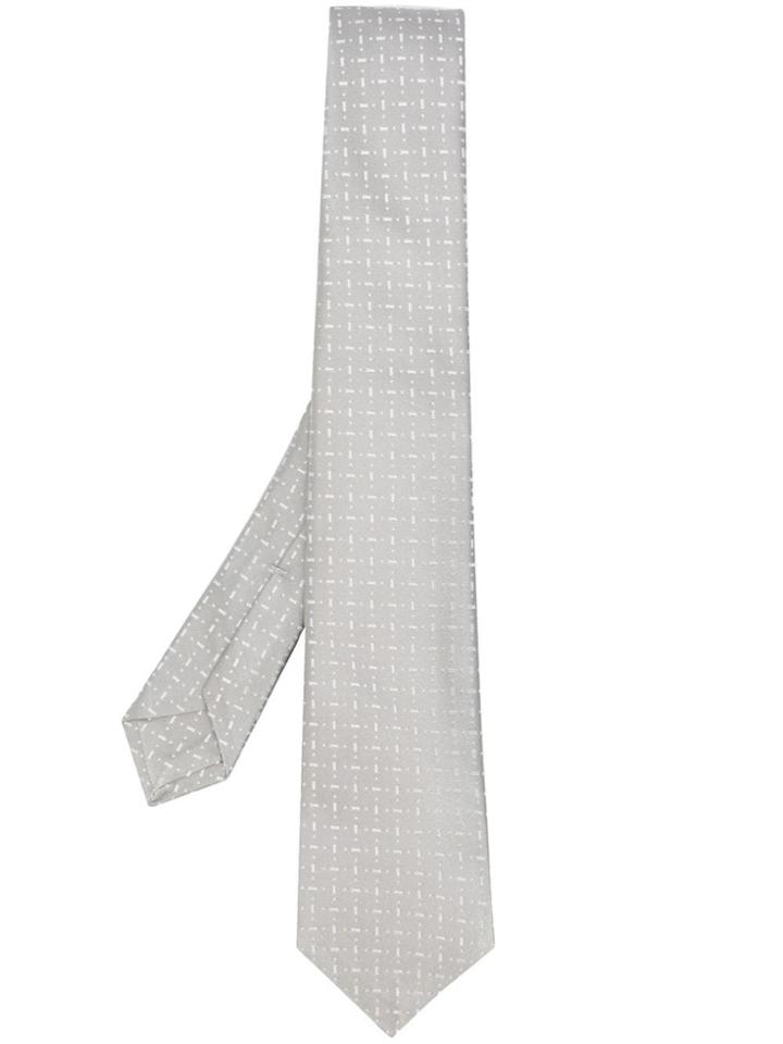 Kiton Satin Print Tie - Grey