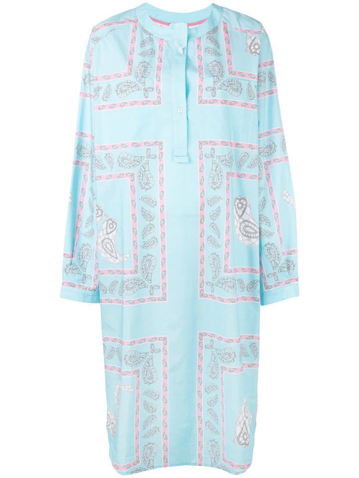 Natasha Zinko - Printed Shirt Dress - Women - Cotton - 36, Blue, Cotton