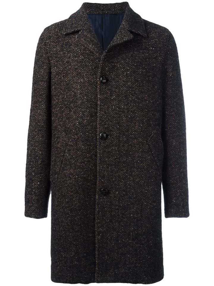 Mp Massimo Piombo Single Breasted Coat, Men's, Size: 54, Brown, Polyamide/cupro/mohair/alpaca
